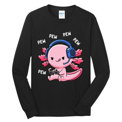 Axolotl Gaming Girl Anime Video Game Pew Gamer Tall Long Sleeve T-Shirt