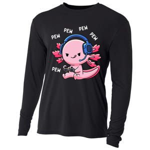 Axolotl Gaming Girl Anime Video Game Pew Gamer Cooling Performance Long Sleeve Crew