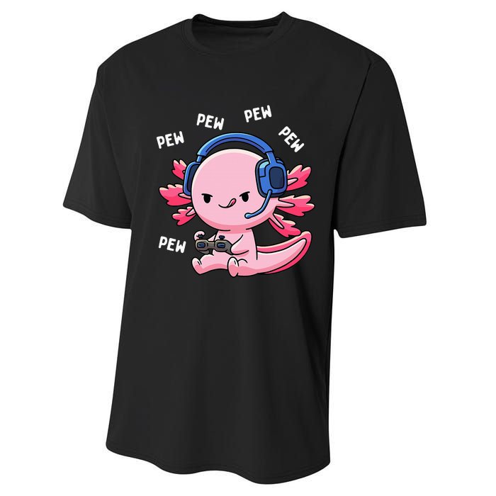 Axolotl Gaming Girl Anime Video Game Pew Gamer Performance Sprint T-Shirt