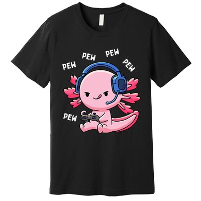 Axolotl Gaming Girl Anime Video Game Pew Gamer Premium T-Shirt