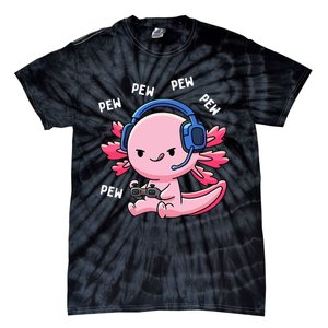 Axolotl Gaming Girl Anime Video Game Pew Gamer Tie-Dye T-Shirt