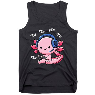 Axolotl Gaming Girl Anime Video Game Pew Gamer Tank Top