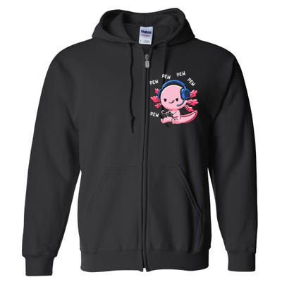 Axolotl Gaming Girl Anime Video Game Pew Gamer Full Zip Hoodie