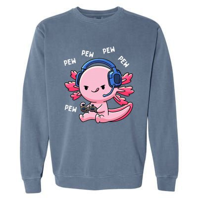 Axolotl Gaming Girl Anime Video Game Pew Gamer Garment-Dyed Sweatshirt