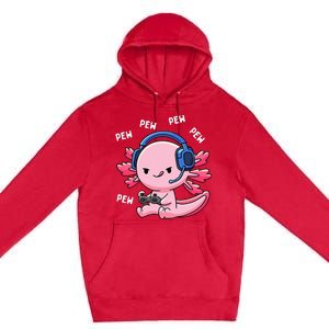 Axolotl Gaming Girl Anime Video Game Pew Gamer Premium Pullover Hoodie