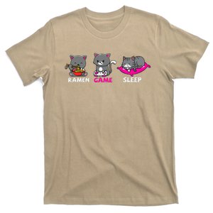 Anime Gamer Gaming Video Games Cat Ramen Noodles Kawaii T-Shirt