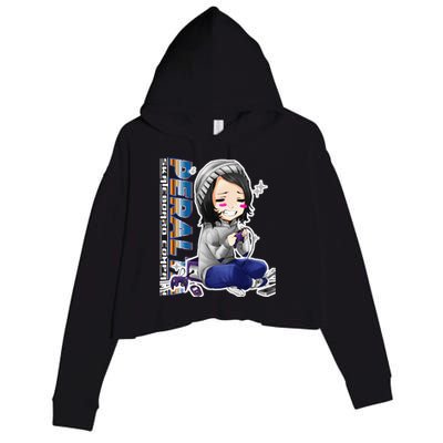 Anime Gamer Girl Retro Gamer Woman Crop Fleece Hoodie