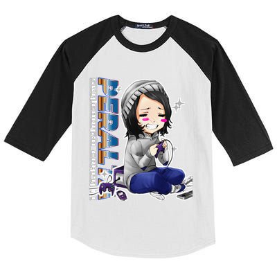 Anime Gamer Girl Retro Gamer Woman Kids Colorblock Raglan Jersey