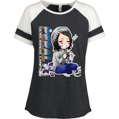 Anime Gamer Girl Retro Gamer Woman Enza Ladies Jersey Colorblock Tee