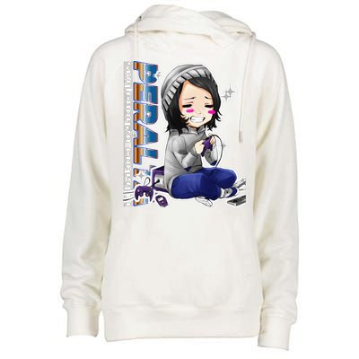 Anime Gamer Girl Retro Gamer Woman Womens Funnel Neck Pullover Hood