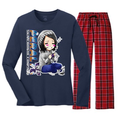 Anime Gamer Girl Retro Gamer Woman Women's Long Sleeve Flannel Pajama Set 