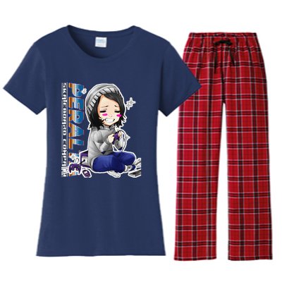 Anime Gamer Girl Retro Gamer Woman Women's Flannel Pajama Set