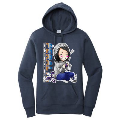 Anime Gamer Girl Retro Gamer Woman Women's Pullover Hoodie