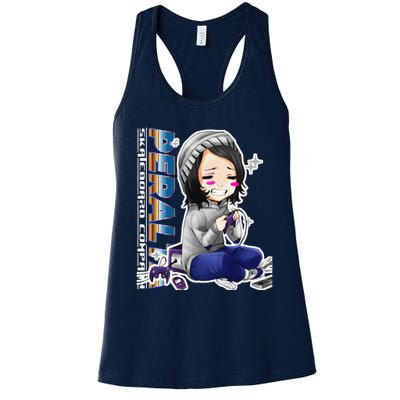 Anime Gamer Girl Retro Gamer Woman Women's Racerback Tank