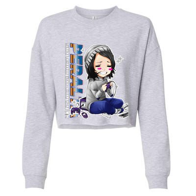 Anime Gamer Girl Retro Gamer Woman Cropped Pullover Crew