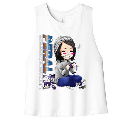 Anime Gamer Girl Retro Gamer Woman Women's Racerback Cropped Tank