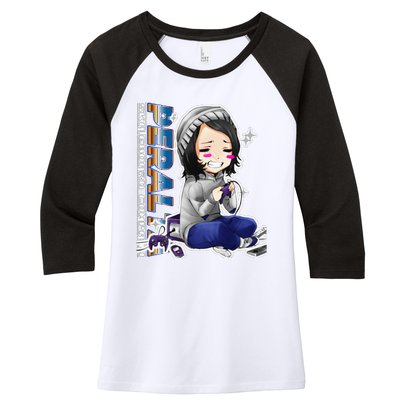 Anime Gamer Girl Retro Gamer Woman Women's Tri-Blend 3/4-Sleeve Raglan Shirt