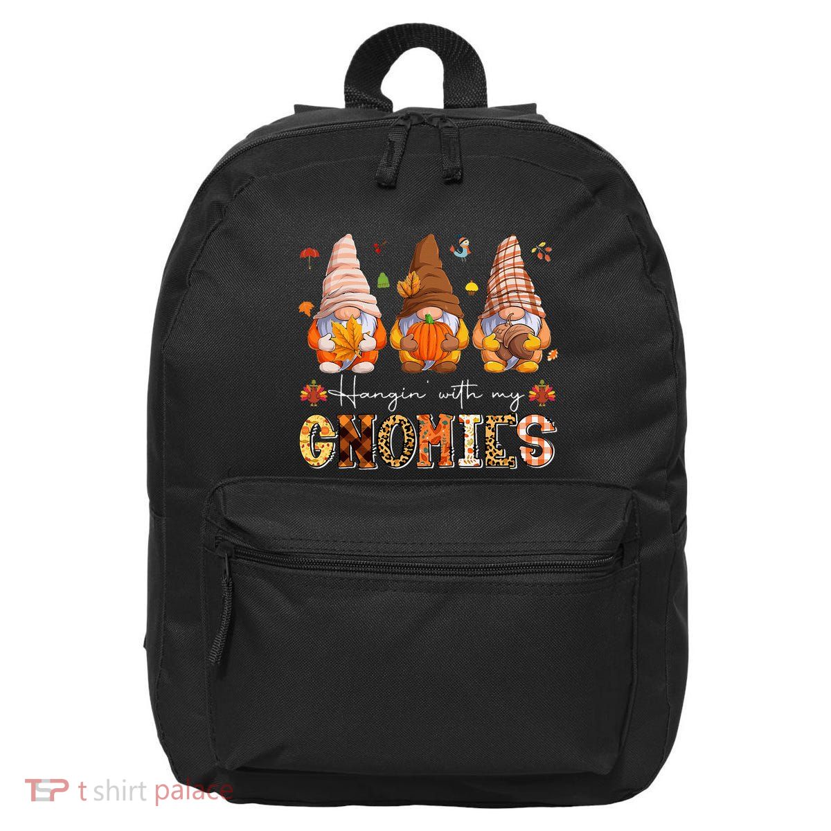 Autumn Gnome Gathering Embrace the Fall Vibes 16 in Basic Backpack