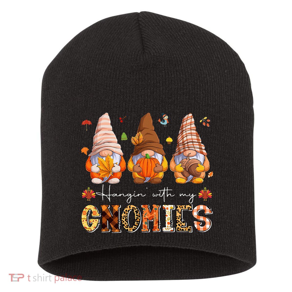 Autumn Gnome Gathering Embrace the Fall Vibes Short Acrylic Beanie