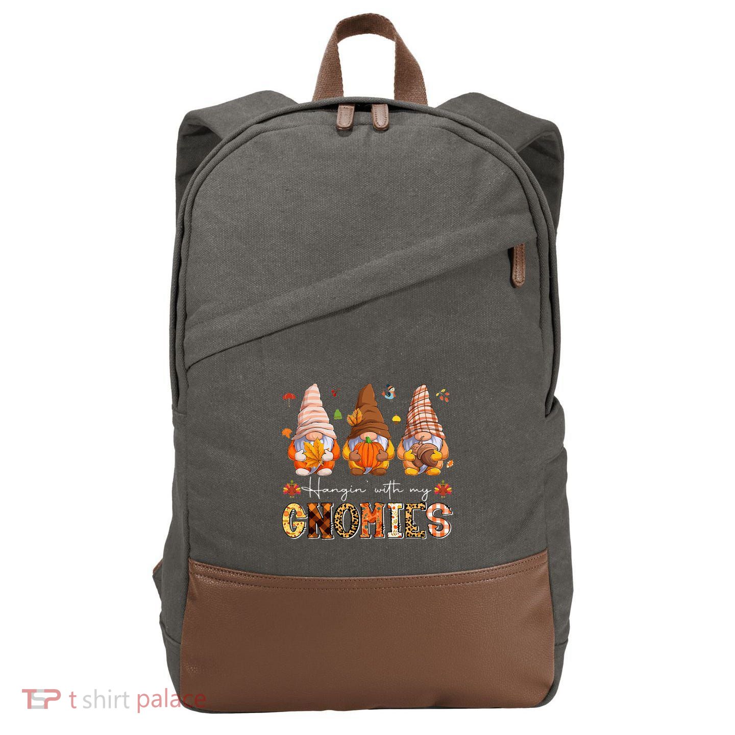 Autumn Gnome Gathering Embrace the Fall Vibes Cotton Canvas Backpack