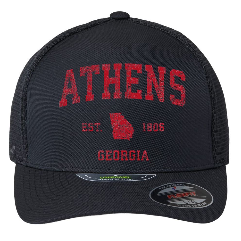 Athens Georgia Ga Vintage Sports Flexfit Unipanel Trucker Cap