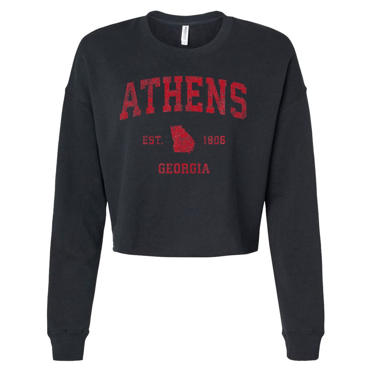 Athens Georgia Ga Vintage Sports Cropped Pullover Crew