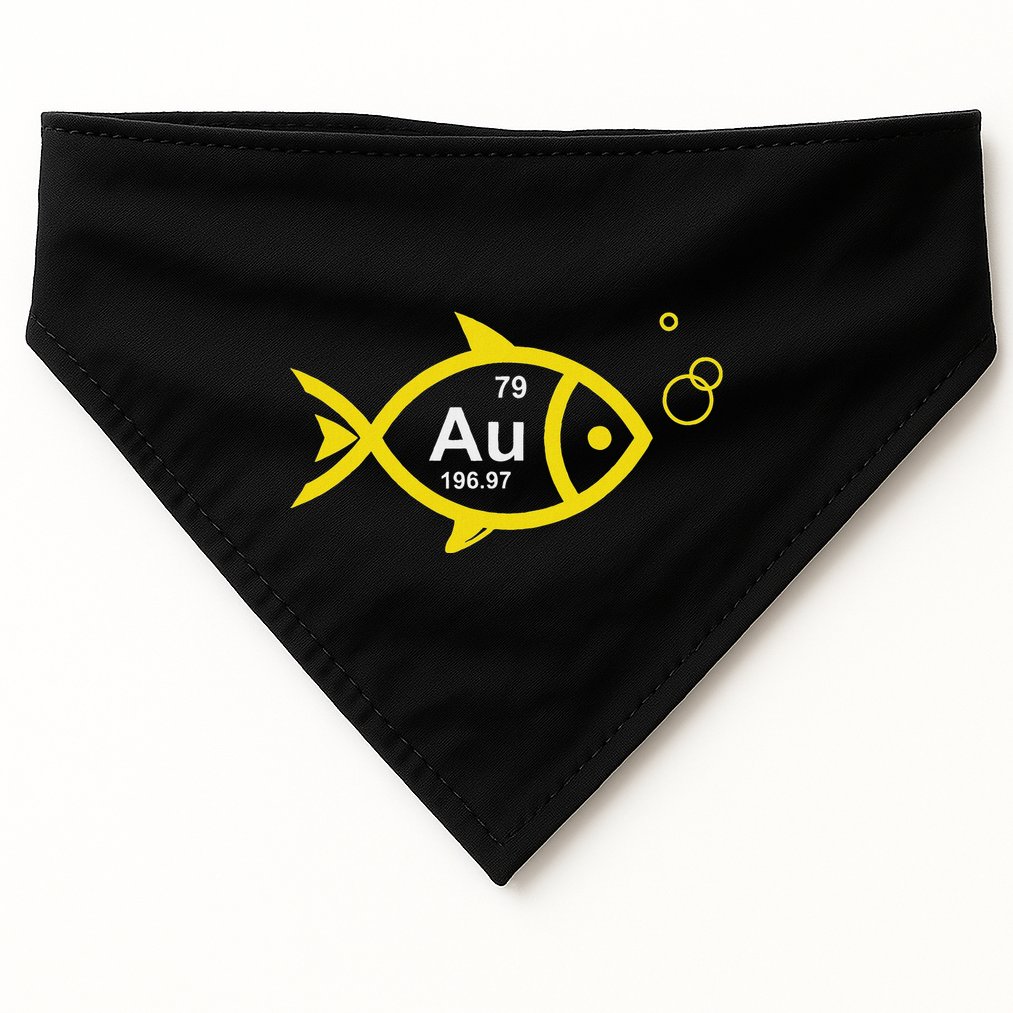 Au Goldfish Gold Metal Chemistry Pun USA-Made Doggie Bandana