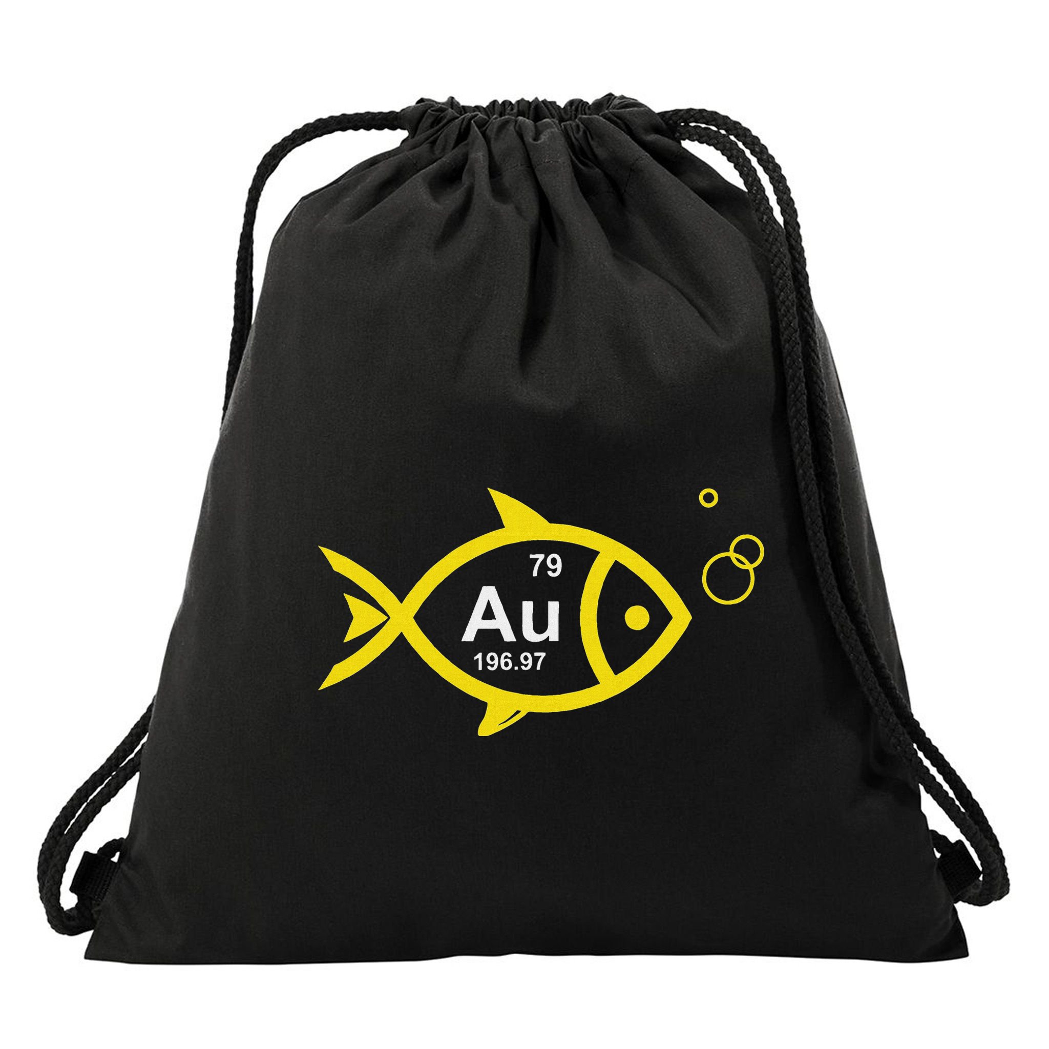 Au Goldfish Gold Metal Chemistry Pun Drawstring Bag