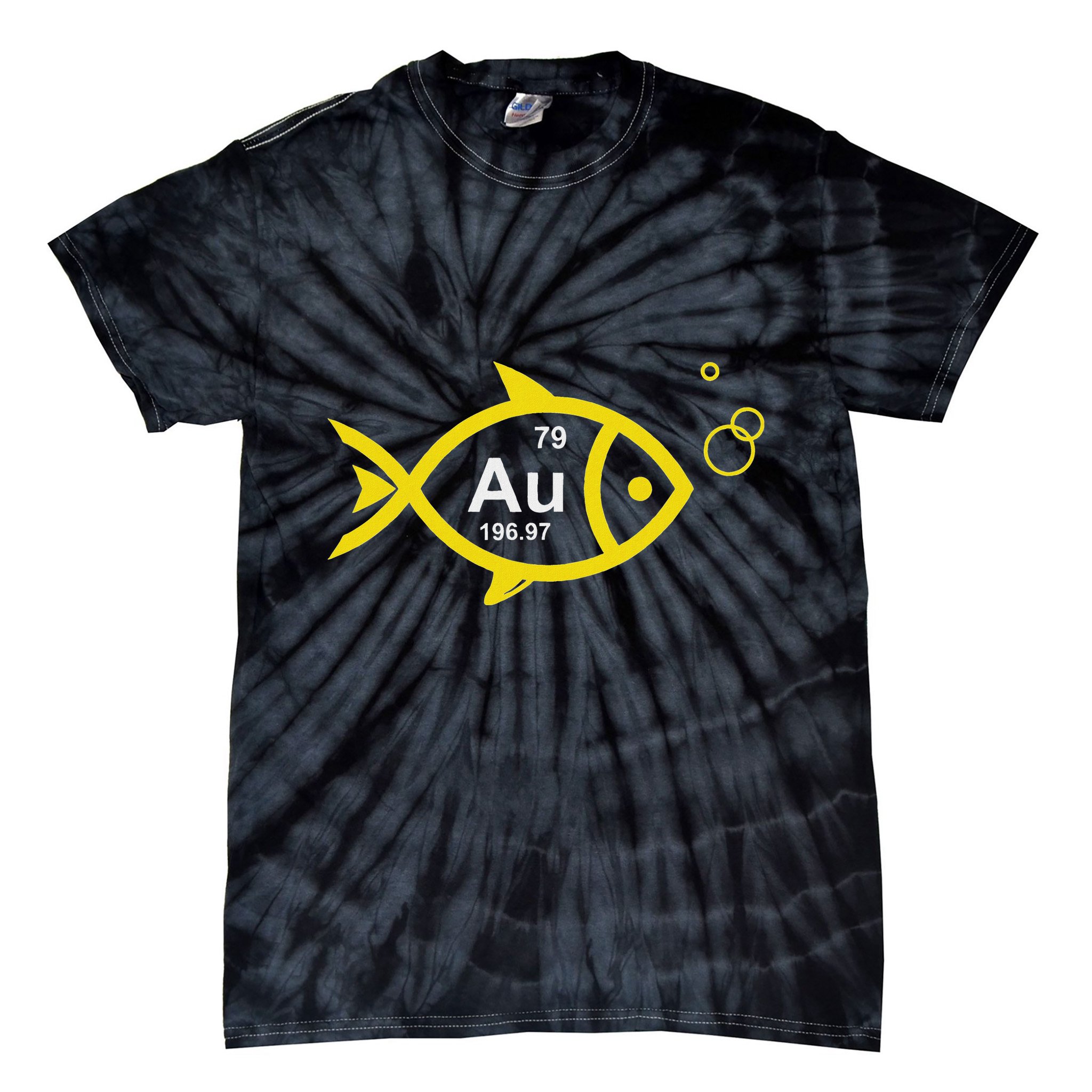 Au Goldfish Gold Metal Chemistry Pun Tie-Dye T-Shirt