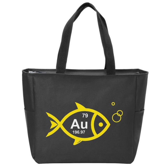 Au Goldfish Gold Metal Chemistry Pun Zip Tote Bag
