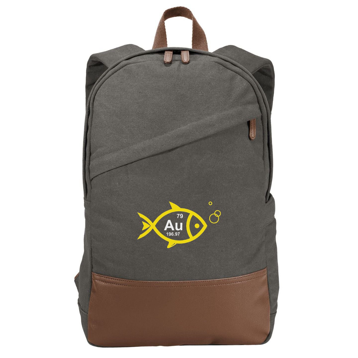 Au Goldfish Gold Metal Chemistry Pun Cotton Canvas Backpack
