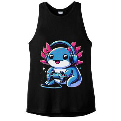 Axolotl Gamer Gaming Axolotl Video Game Ladies PosiCharge Tri-Blend Wicking Tank