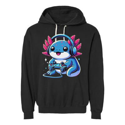Axolotl Gamer Gaming Axolotl Video Game Garment-Dyed Fleece Hoodie