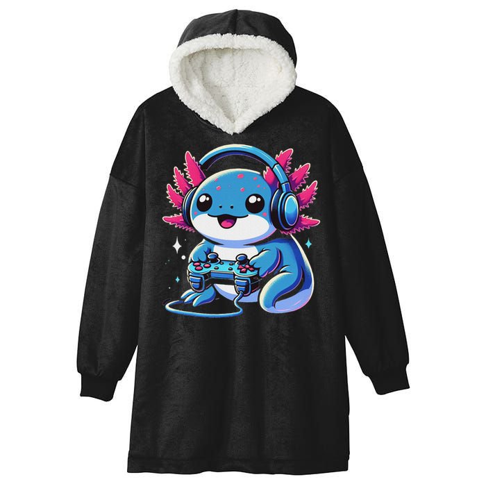 Axolotl Gamer Gaming Axolotl Video Game Hooded Wearable Blanket