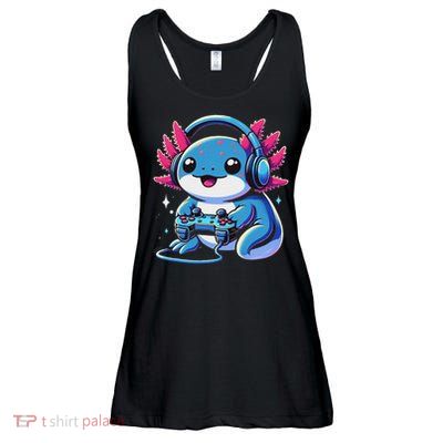 Axolotl Gamer Gaming Axolotl Video Game Ladies Essential Flowy Tank