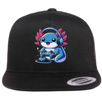 Axolotl Gamer Gaming Axolotl Video Game Flat Bill Trucker Hat