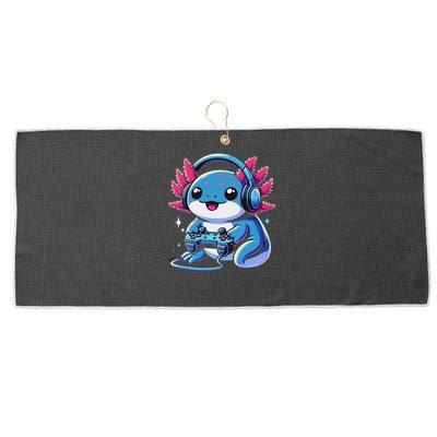 Axolotl Gamer Gaming Axolotl Video Game Large Microfiber Waffle Golf Towel