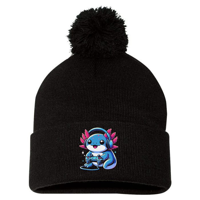 Axolotl Gamer Gaming Axolotl Video Game Pom Pom 12in Knit Beanie