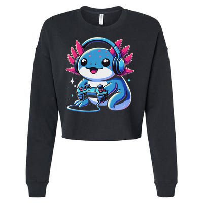 Axolotl Gamer Gaming Axolotl Video Game Cropped Pullover Crew
