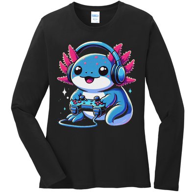 Axolotl Gamer Gaming Axolotl Video Game Ladies Long Sleeve Shirt
