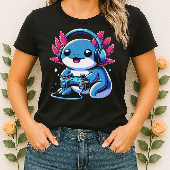 Axolotl Gamer Gaming Axolotl Video Game Womens T-Shirt