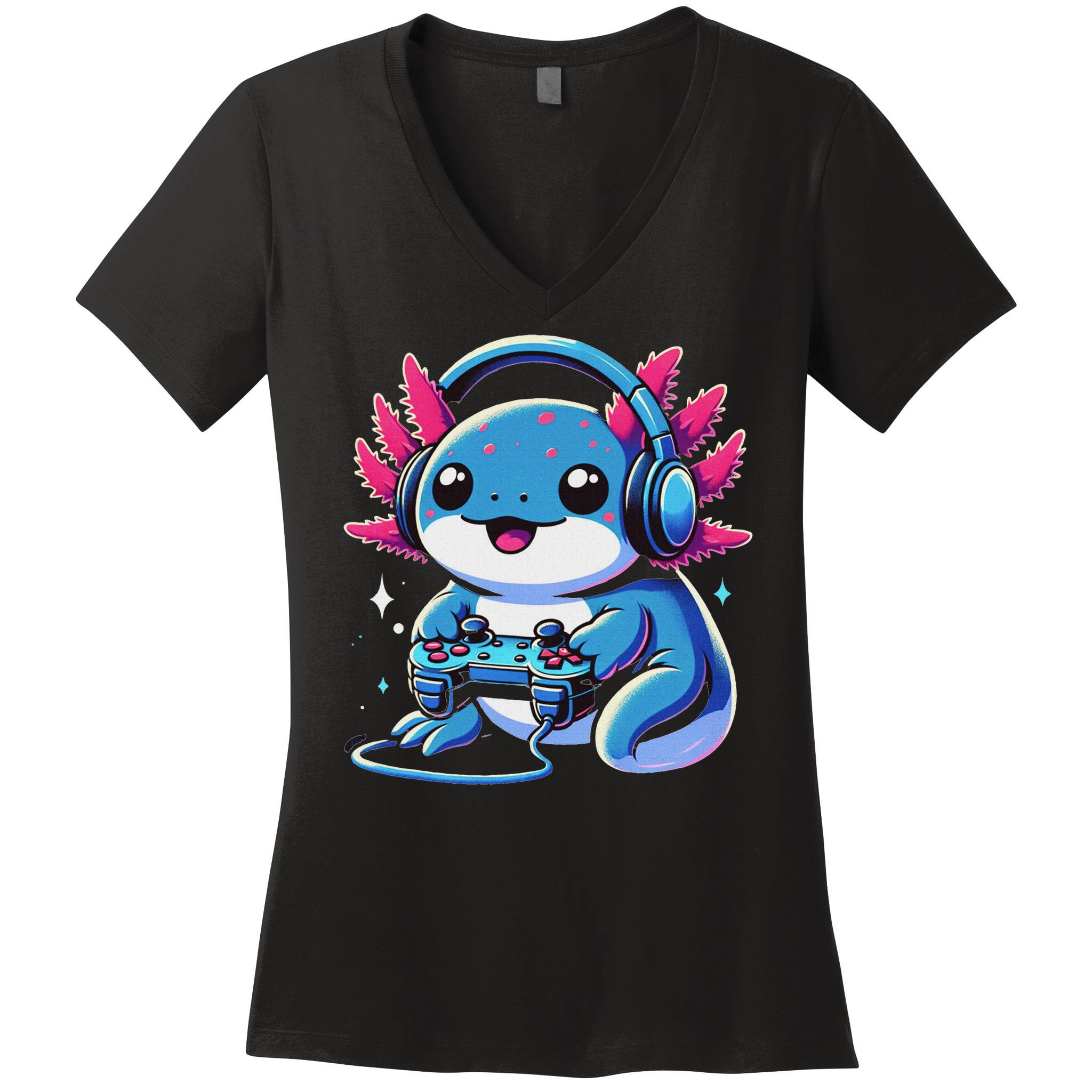 Axolotl Gamer Gaming Axolotl Video Game Women's V-Neck T-Shirt