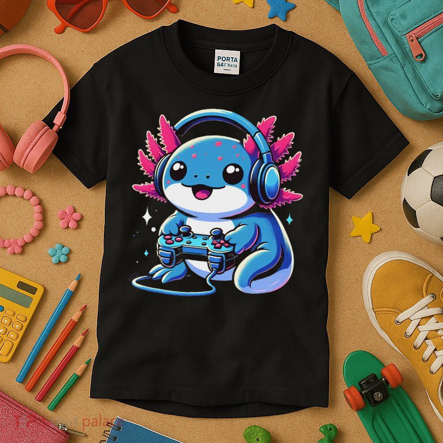 Axolotl Gamer Gaming Axolotl Video Game Kids T-Shirt