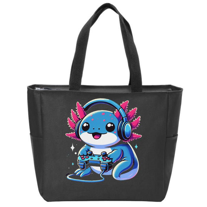 Axolotl Gamer Gaming Axolotl Video Game Zip Tote Bag