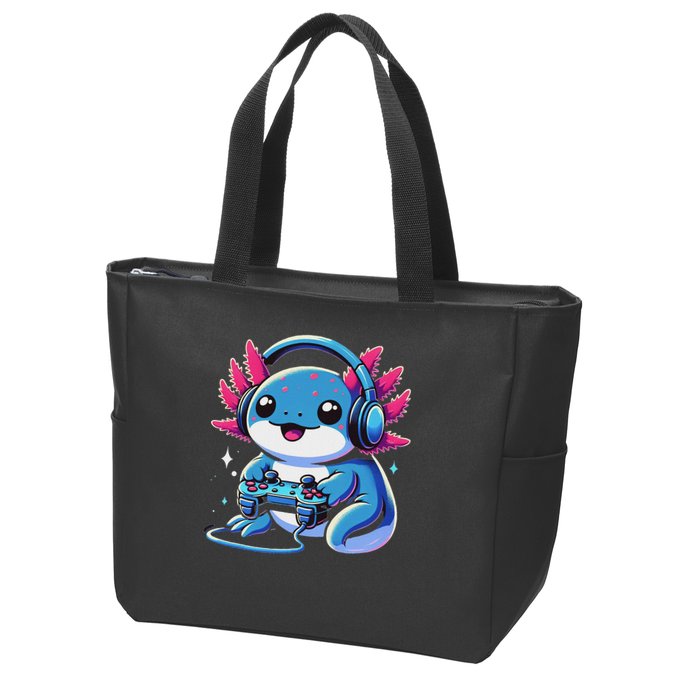 Axolotl Gamer Gaming Axolotl Video Game Zip Tote Bag