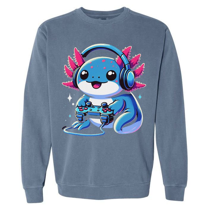 Axolotl Gamer Gaming Axolotl Video Game Garment-Dyed Sweatshirt