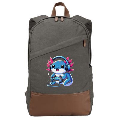Axolotl Gamer Gaming Axolotl Video Game Cotton Canvas Backpack