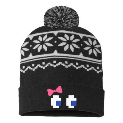 Arcade Game Ghost Eyes Halloween Costume USA-Made Snowflake Beanie