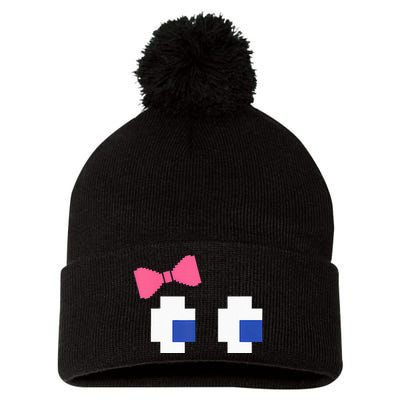 Arcade Game Ghost Eyes Halloween Costume Pom Pom 12in Knit Beanie