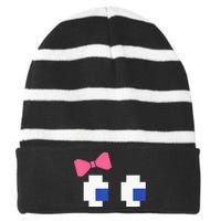 Arcade Game Ghost Eyes Halloween Costume Striped Beanie with Solid Band